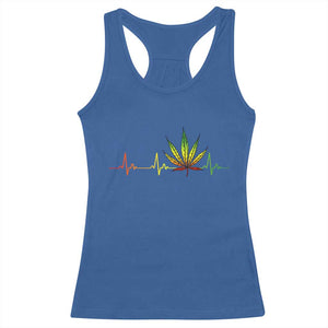 Reggae Weed Racerback Tank Top Rasta Marijuana Leaf Heartbeat Weed Lovers 420 TS10 Royal Blue Print Your Wear