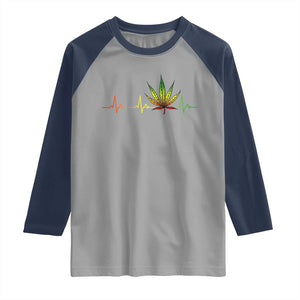Reggae Weed Raglan Shirt Rasta Marijuana Leaf Heartbeat Weed Lovers 420 TS10 Sport Gray Navy Print Your Wear