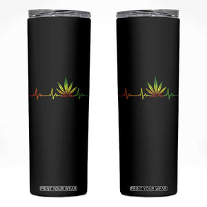 Reggae Weed Skinny Tumbler Rasta Marijuana Leaf Heartbeat Weed Lovers 420 TS10 Black Print Your Wear