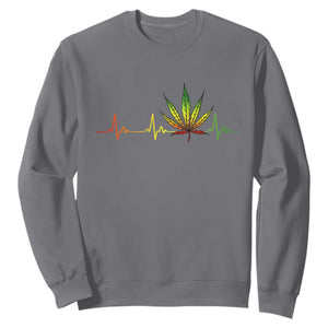 Reggae Weed Sweatshirt Rasta Marijuana Leaf Heartbeat Weed Lovers 420 TS10 Charcoal Print Your Wear