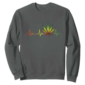 Reggae Weed Sweatshirt Rasta Marijuana Leaf Heartbeat Weed Lovers 420 TS10 Dark Heather Print Your Wear