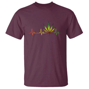 Reggae Weed T Shirt Rasta Marijuana Leaf Heartbeat Weed Lovers 420 TS10 Maroon Print Your Wear