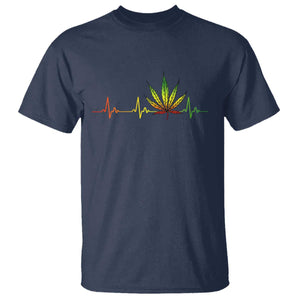 Reggae Weed T Shirt Rasta Marijuana Leaf Heartbeat Weed Lovers 420 TS10 Navy Print Your Wear