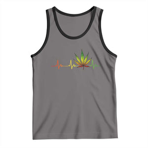 Reggae Weed Tank Top Rasta Marijuana Leaf Heartbeat Weed Lovers 420 TS10 Deep Heather Black Print Your Wear