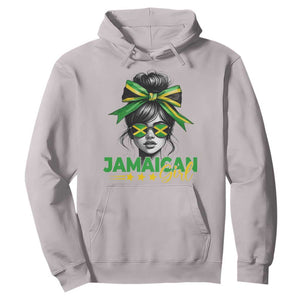 Proud Jamaican Girl Hoodie Jamaica Messy Bun Retro Vintage Jamaican Flag TS10 Ice Gray Print Your Wear