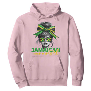Proud Jamaican Girl Hoodie Jamaica Messy Bun Retro Vintage Jamaican Flag TS10 Light Pink Print Your Wear