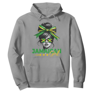 Proud Jamaican Girl Hoodie Jamaica Messy Bun Retro Vintage Jamaican Flag TS10 Sport Gray Print Your Wear