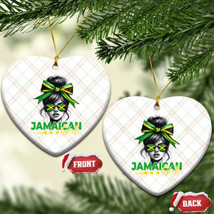 Proud Jamaican Girl Ceramic Ornament Jamaica Messy Bun Retro Vintage Jamaican Flag TS10 Print Your Wear