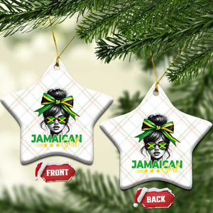 Proud Jamaican Girl Ceramic Ornament Jamaica Messy Bun Retro Vintage Jamaican Flag TS10 Print Your Wear