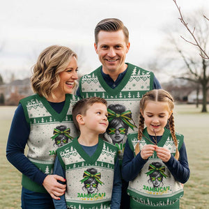 Proud Jamaican Girl V-Neck Knit Sweater Vest Jamaica Messy Bun Retro Vintage Jamaican Flag TS10 Beige Green Print Your Wear