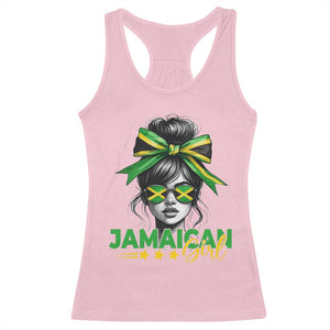 Proud Jamaican Girl Racerback Tank Top Jamaica Messy Bun Retro Vintage Jamaican Flag TS10 Light Pink Print Your Wear