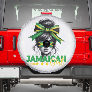 Proud Jamaican Girl Spare Tire Cover Jamaica Messy Bun Retro Vintage Jamaican Flag TS10 White Print Your Wear