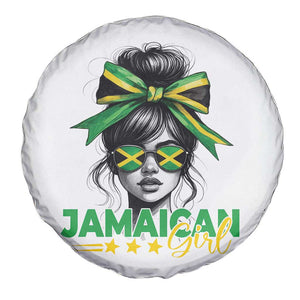 Proud Jamaican Girl Spare Tire Cover Jamaica Messy Bun Retro Vintage Jamaican Flag TS10 Print Your Wear