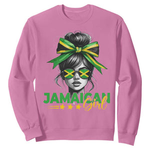 Proud Jamaican Girl Sweatshirt Jamaica Messy Bun Retro Vintage Jamaican Flag TS10 Azalea Print Your Wear
