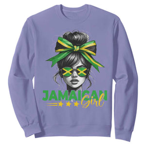 Proud Jamaican Girl Sweatshirt Jamaica Messy Bun Retro Vintage Jamaican Flag TS10 Violet Print Your Wear
