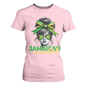 Proud Jamaican Girl T Shirt For Women Jamaica Messy Bun Retro Vintage Jamaican Flag TS10 Light Pink Print Your Wear