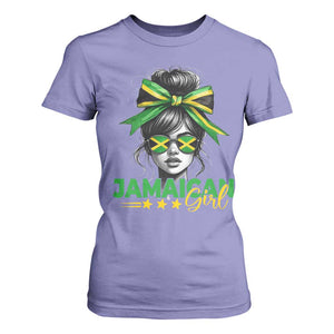 Proud Jamaican Girl T Shirt For Women Jamaica Messy Bun Retro Vintage Jamaican Flag TS10 Violet Print Your Wear