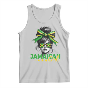 Proud Jamaican Girl Tank Top Jamaica Messy Bun Retro Vintage Jamaican Flag TS10 Ash Print Your Wear
