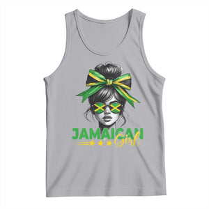 Proud Jamaican Girl Tank Top Jamaica Messy Bun Retro Vintage Jamaican Flag TS10 Athletic Heather Print Your Wear