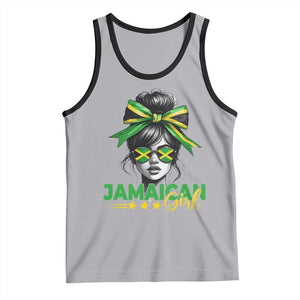 Proud Jamaican Girl Tank Top Jamaica Messy Bun Retro Vintage Jamaican Flag TS10 Athletic Heather Black Print Your Wear