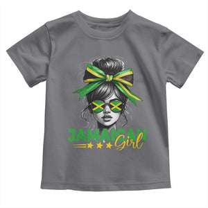 Proud Jamaican Girl Toddler T Shirt Jamaica Messy Bun Retro Vintage Jamaican Flag TS10 Charcoal Print Your Wear
