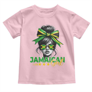 Proud Jamaican Girl Toddler T Shirt Jamaica Messy Bun Retro Vintage Jamaican Flag TS10 Light Pink Print Your Wear