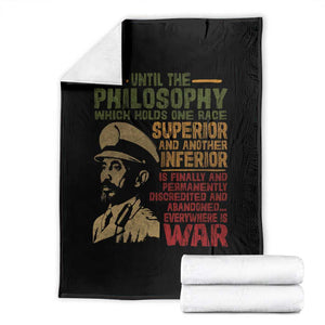 Haile Selassie Throw Blanket War Speech Lion of Judah Rasta Jah Bless TS10 Black Print Your Wear