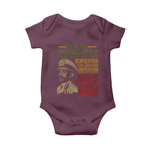 Haile Selassie Baby Onesie War Speech Lion of Judah Rasta Jah Bless TS10 Maroon Print Your Wear