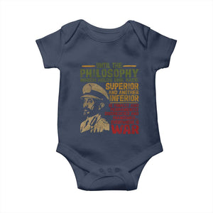 Haile Selassie Baby Onesie War Speech Lion of Judah Rasta Jah Bless TS10 Navy Print Your Wear