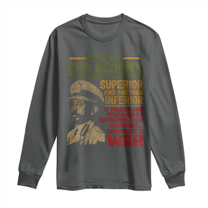 Haile Selassie Long Sleeve Shirt War Speech Lion of Judah Rasta Jah Bless TS10 Dark Heather Print Your Wear