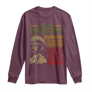 Haile Selassie Long Sleeve Shirt War Speech Lion of Judah Rasta Jah Bless TS10 Maroon Print Your Wear