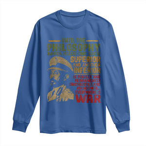Haile Selassie Long Sleeve Shirt War Speech Lion of Judah Rasta Jah Bless TS10 Royal Blue Print Your Wear