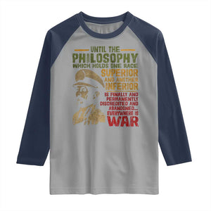 Haile Selassie Raglan Shirt War Speech Lion of Judah Rasta Jah Bless TS10 Sport Gray Navy Print Your Wear