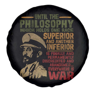 Haile Selassie Spare Tire Cover War Speech Lion of Judah Rasta Jah Bless TS10 Print Your Wear