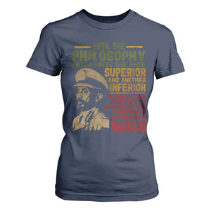 Haile Selassie T Shirt For Women War Speech Lion of Judah Rasta Jah Bless TS10 Navy Print Your Wear