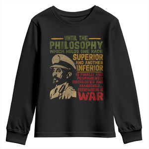 Haile Selassie Youth Sweatshirt War Speech Lion of Judah Rasta Jah Bless TS10 Black Print Your Wear