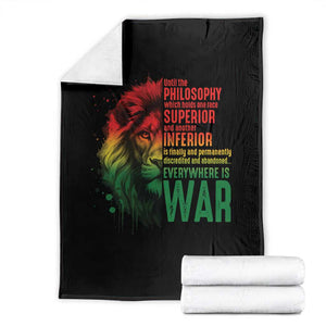 Lion of Judah Throw Blanket Rasta Haile Selassie War Speech Jah Bless TS10 Black Print Your Wear