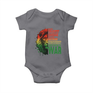 Lion of Judah Baby Onesie Rasta Haile Selassie War Speech Jah Bless TS10 Charcoal Print Your Wear