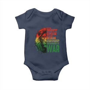 Lion of Judah Baby Onesie Rasta Haile Selassie War Speech Jah Bless TS10 Navy Print Your Wear