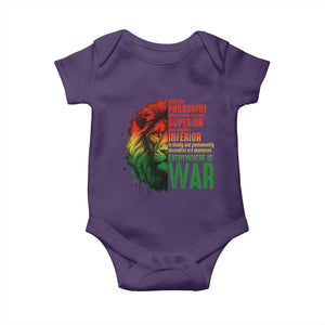 Lion of Judah Baby Onesie Rasta Haile Selassie War Speech Jah Bless TS10 Purple Print Your Wear