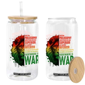 Lion of Judah Glass Can Rasta Haile Selassie War Speech Jah Bless TS10 Print Your Wear