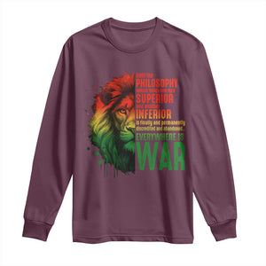 Lion of Judah Long Sleeve Shirt Rasta Haile Selassie War Speech Jah Bless TS10 Maroon Print Your Wear