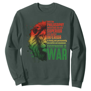 Lion of Judah Sweatshirt Rasta Haile Selassie War Speech Jah Bless TS10 Dark Forest Green Print Your Wear