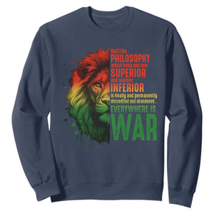 Lion of Judah Sweatshirt Rasta Haile Selassie War Speech Jah Bless TS10 Navy Print Your Wear