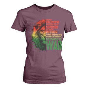 Lion of Judah T Shirt For Women Rasta Haile Selassie War Speech Jah Bless TS10 Maroon Print Your Wear