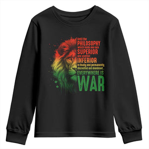 Lion of Judah Youth Sweatshirt Rasta Haile Selassie War Speech Jah Bless TS10 Black Print Your Wear