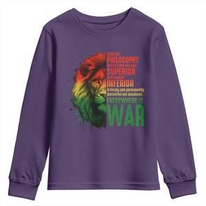 Lion of Judah Youth Sweatshirt Rasta Haile Selassie War Speech Jah Bless TS10 Purple Print Your Wear