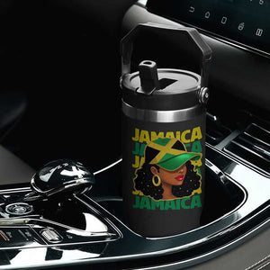 Proud Jamaican Afro Black Woman Jamaica Flag Pride Flip Straw Tumbler TS10 Print Your Wear