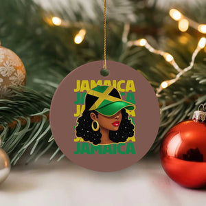 Proud Jamaican Afro Black Woman Jamaica Flag Pride Ceramic Ornament TS10 1pc Mocha Print Your Wear