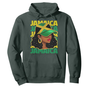 Proud Jamaican Afro Black Woman Jamaica Flag Pride Hoodie TS10 Dark Forest Green Print Your Wear